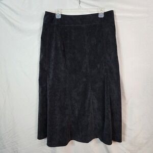 ZAC & RACHEL Size 12 Black Corduroy Gored Panel Maxi Skirt Business Casual Work